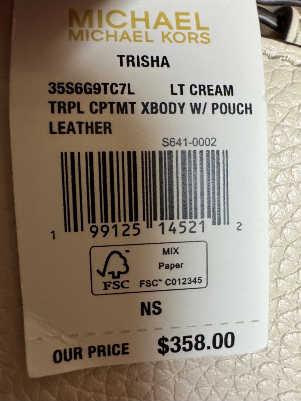 Michael Kors Trisha White Pebbled Leather Crossbody with Logo Coin Pouch - Picture 6 of 10